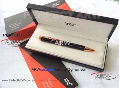 Perfect Replica Montblanc Black Barrel Rose Gold Clip Ballpoint Special Edition Gift Pen